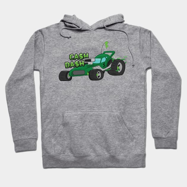 "Cash Dash" Green Dune Buggy Cartoon Beach Buggy Hoodie by Dad n Son Designs